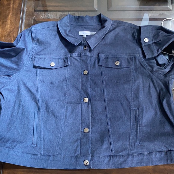 Calvin Klein Plus Size Stretch Denim Jean Jacket. - Picture 6 of 13